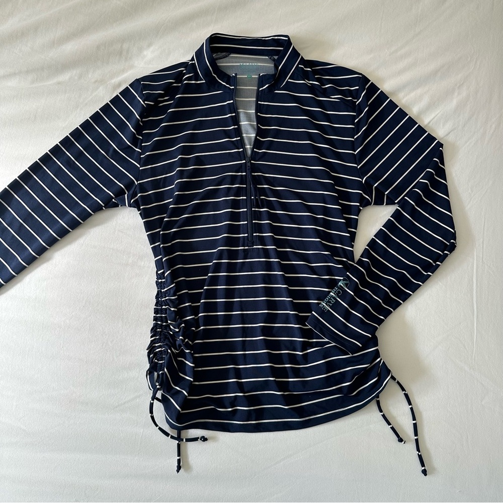 Carve Designs Rashguard in Navy and White Stripe